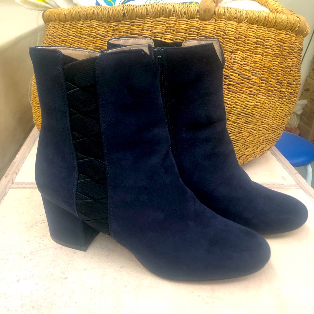 Navy Suede Booties